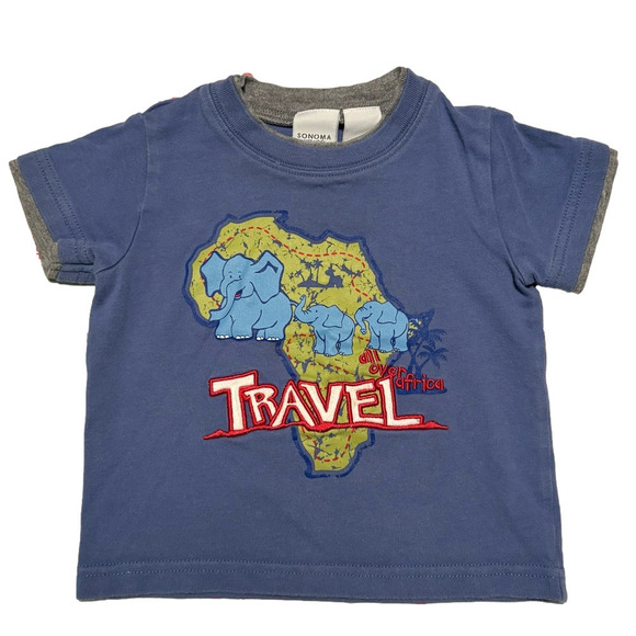Vintage Other - Vintage Kids Sonoma Africa Elephant Safari Travel T-Shirt Tee Size 12 Months